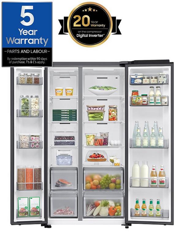 Samsung Series 6 SpaceMax RS70F65QEFEU Wifi Connected Total No Frost American Fridge Freezer - Black - E Rated - Image 2